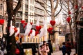 People buying flowers for Valentine's Day at the flower market in Taksim square.