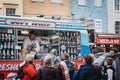 People buying ice-cream from Mr. Whippy van in Camden, London, UK