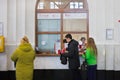People are buying ticket at Cash desk at Moscow underground. Moscow, March, 08,2018.