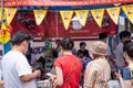 People buying vegan food sale only during Vegetarian Festival J Festival In Thailand at Yaowarat or Bangkok China town