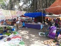 People buying vegetables at weekly market Athavde Bazar in village Mangav near Alibag