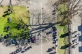 People and bycicles from Above