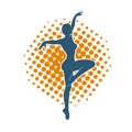 Silhouette of a female ballet dancer in action pose. Royalty Free Stock Photo