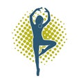 Silhouette of a female ballet dancer in action pose. Royalty Free Stock Photo