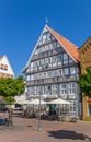 People at a cafe on the central market square of Stadthagen Royalty Free Stock Photo