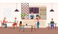 People in cafe restaurant flat vector illustration Royalty Free Stock Photo