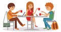 People at cafe and restaurant. Vector illustration of coffee break on white background. Royalty Free Stock Photo