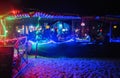 People in cafe - South India - editorial -colorful photo at night