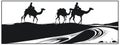 People on camels in desert. Illustration for internet and mobile website