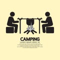 People With Campfire Camping Symbol