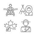 People of Canada linear icons set