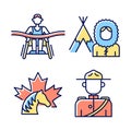 People of Canada RGB color icons set