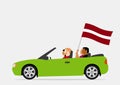 People in car with latvia flag Royalty Free Stock Photo