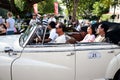 People in the car on Vintage Car Parade