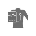 People with a cardiogram, heart pacemaker grey icon.