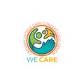 People care icon with circle design social, colorful logos