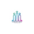 People Care Logo Template with silhouettes of three families