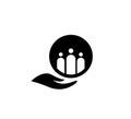 People care together love elders senior children in hand hope trust black logo. Royalty Free Stock Photo