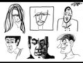 people caricatures or drawings artistic cartoon illustrations set