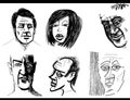 people caricatures or drawings artistic cartoon illustrations set