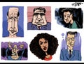 people caricatures or portraits cartoon sketch illustrations set