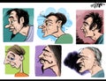 people caricatures or portraits profiles cartoon illustrations set