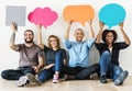 People carrying speech bubble icons Royalty Free Stock Photo