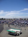 People and cars in Oakland-Alameda County Coliseum Parking Lot Royalty Free Stock Photo
