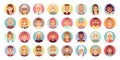 People cartoon avatars. Diversity of office workers flat character and avatar portraits vector icon set Royalty Free Stock Photo