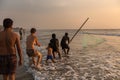 People catch fish in the sea near the shore. India, Goa, 21.01.2017.