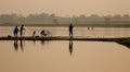 People catching fish on the river in Mandalay, Myanmar Royalty Free Stock Photo