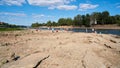 People on the cathedral-Rock on the river Elbe in Magdeburg. Royalty Free Stock Photo