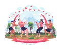 People celebrate Indonesian Independence Day by participating in Tug of war or Tarik Tambang