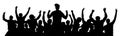 People celebrate silhouette. Crowd cheer. Friends background on a white background