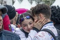 people celebrate the Weiberfastnacht - engl womans carnival - in Mainz at the schiller square in Germany Royalty Free Stock Photo