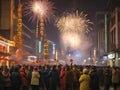 people celebrating new year, celebration concept, Unidentified people during Chinese New Year celebration, back view picture,