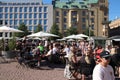 People in the centeer of Helsinki in a big summer terrace Royalty Free Stock Photo