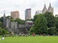 People at Central Park in New York with a view of Belvedere Castle Royalty Free Stock Photo