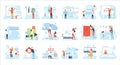 People Character Making Digital Content Creating Audio, Video and Graphic Vector Set