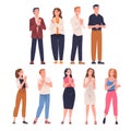 People Character Standing and Clapping Their Hands as Applause and Ovation Gesture Vector Illustration Set