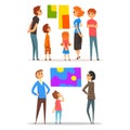 People Characters in Art Gallery Viewing Abstract Modern Exposition and Artwork Vector Set