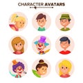 People Characters Avatars Set Vector. Color Placeholder. Cartoon Flat Isolated Illustration Royalty Free Stock Photo