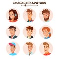 People Characters Avatars Set Vector. Cartoon Flat Isolated Illustration