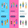 People Characters Banner Vecrtical Set Isometric View. Vector Royalty Free Stock Photo