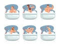 People Characters Bathing in the Bathtub Scrubbing Their Body with Soap and Shower Puff Vector Illustration Set