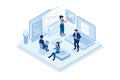 People Characters Developing new Software on Laptop. Developers Team Programming and Coding Program Code Together. Development Royalty Free Stock Photo