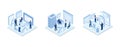 People characters developing software and sending data to cloud storage, Developers team programming and writing program code on Royalty Free Stock Photo