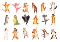 People Characters Dressed in Animal Costumes and Onesie Having Fun Vector Set Royalty Free Stock Photo