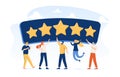 People Characters Giving Five Star Feedback. Clients Choosing Satisfaction Rating and Leaving Positive Review