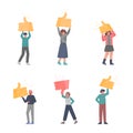 People Characters Holding Like Signs with Thumb Up and Down as Notification of Approval and Disapproval Vector Royalty Free Stock Photo